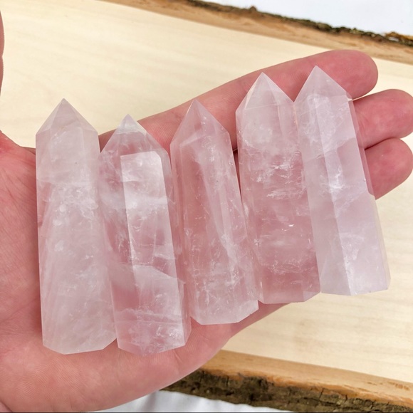 Rose Quartz Stone Healing Crystal Pyramid Tower Wand Point Obelisk Rock - Picture 7 of 10